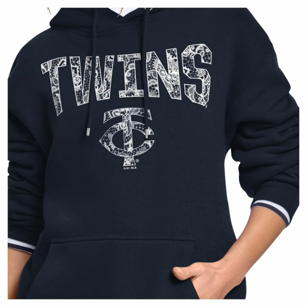 Minnesota Twins Starter Women's Lace Team Lockup Fleece Hoodie | MLB Outlet