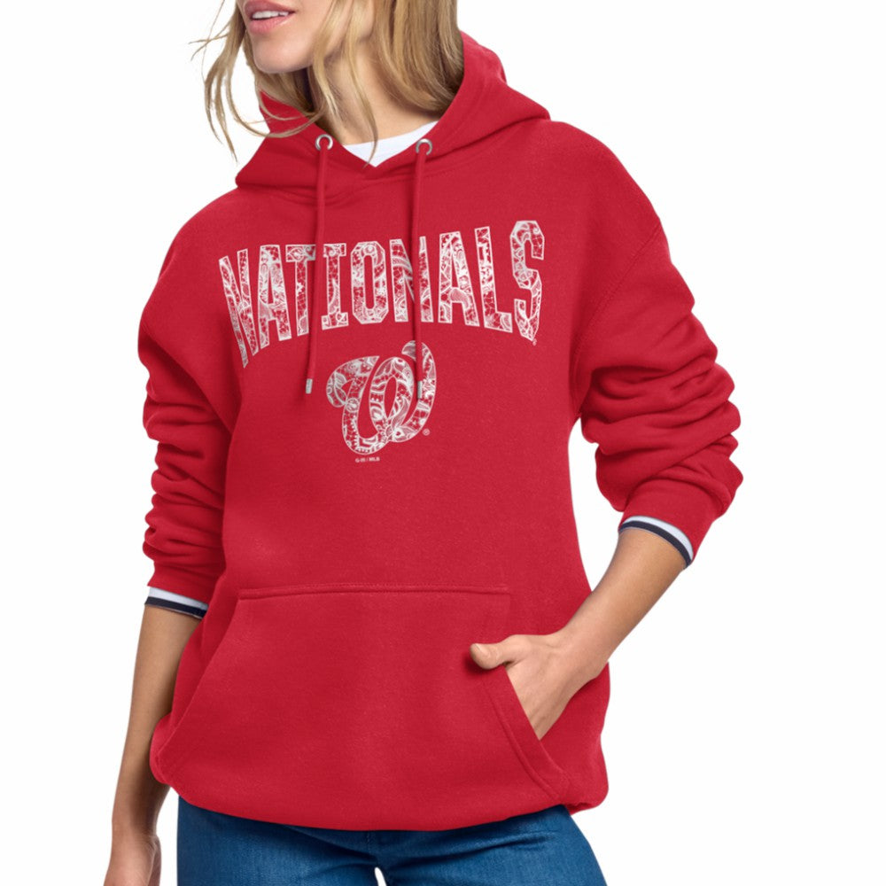Washington Nationals Starter Women's Lace Team Lockup Fleece Hoodie | MLB US