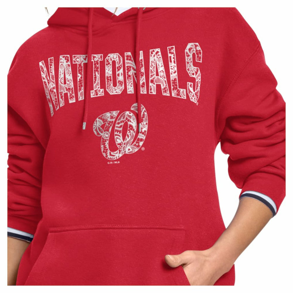 Washington Nationals Starter Women's Lace Team Lockup Fleece Hoodie | MLB US