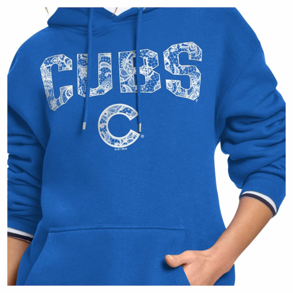 Chicago Cubs Starter Women's Lace Team Lockup Fleece Hoodie | MLB Sale