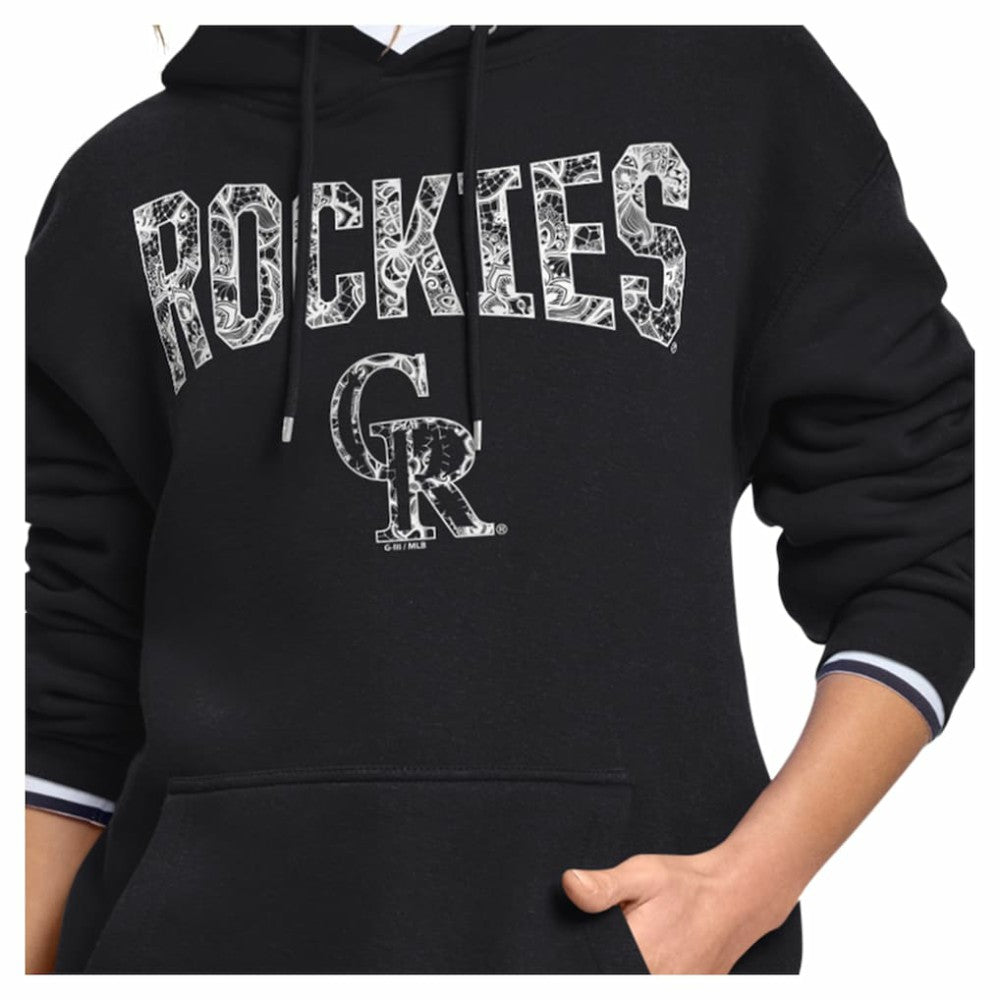 Colorado Rockies Starter Women's Lace Team Lockup Fleece Hoodie | MLB US