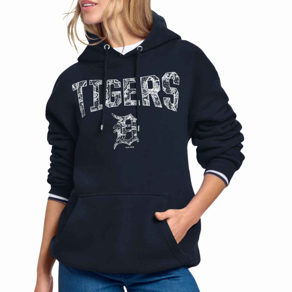 Detroit Tigers Starter Women's Lace Team Lockup Fleece Hoodie | MLB US