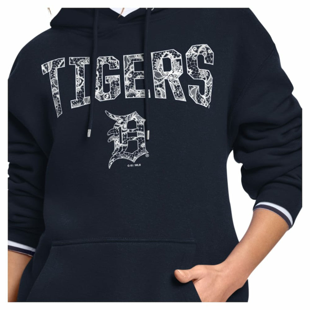 Detroit Tigers Starter Women's Lace Team Lockup Fleece Hoodie | MLB US