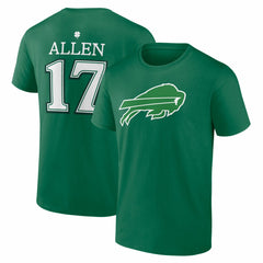 Buffalo Bills  Josh Allen  St. Patrick's Day Icon Name & Number T-Shirt