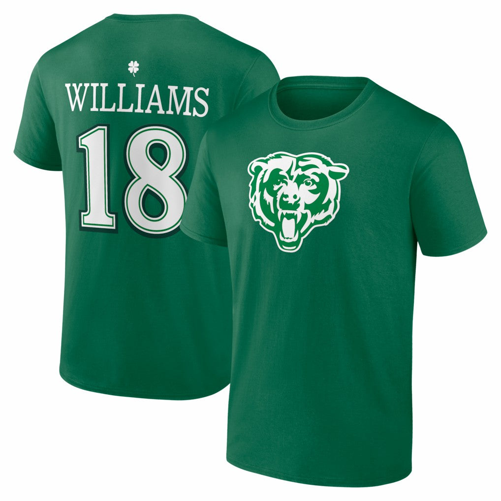 Chicago Bears  Caleb Williams  St. Patrick's Day Icon Name & Number T-Shirt