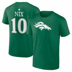 Denver Broncos  Bo Nix  St. Patrick's Day Icon Name & Number T-Shirt