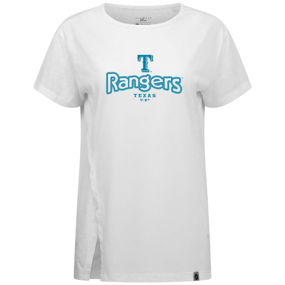 Texas Rangers Levelwear Women's Blue Haven Influx Cornerstone T-Shirt | MLB Outlet