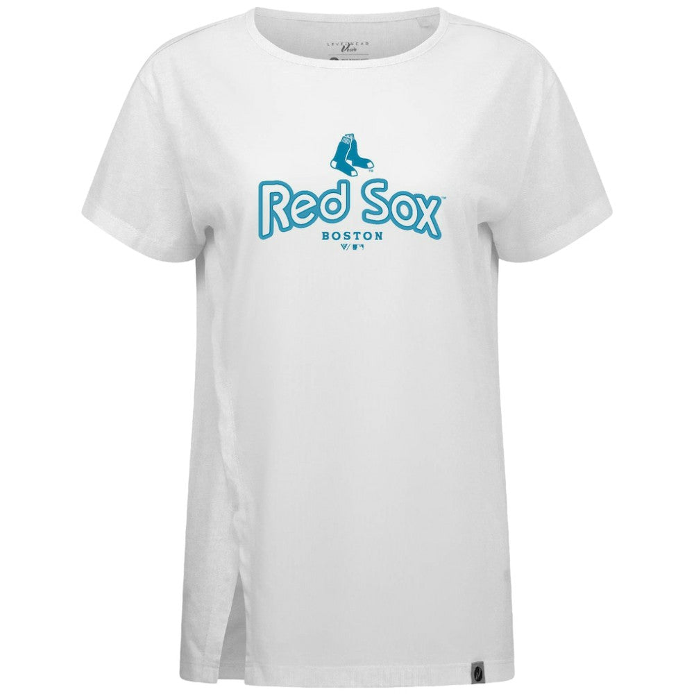Boston Red Sox Levelwear Women's Blue Haven Influx Cornerstone T-Shirt | MLB Discount