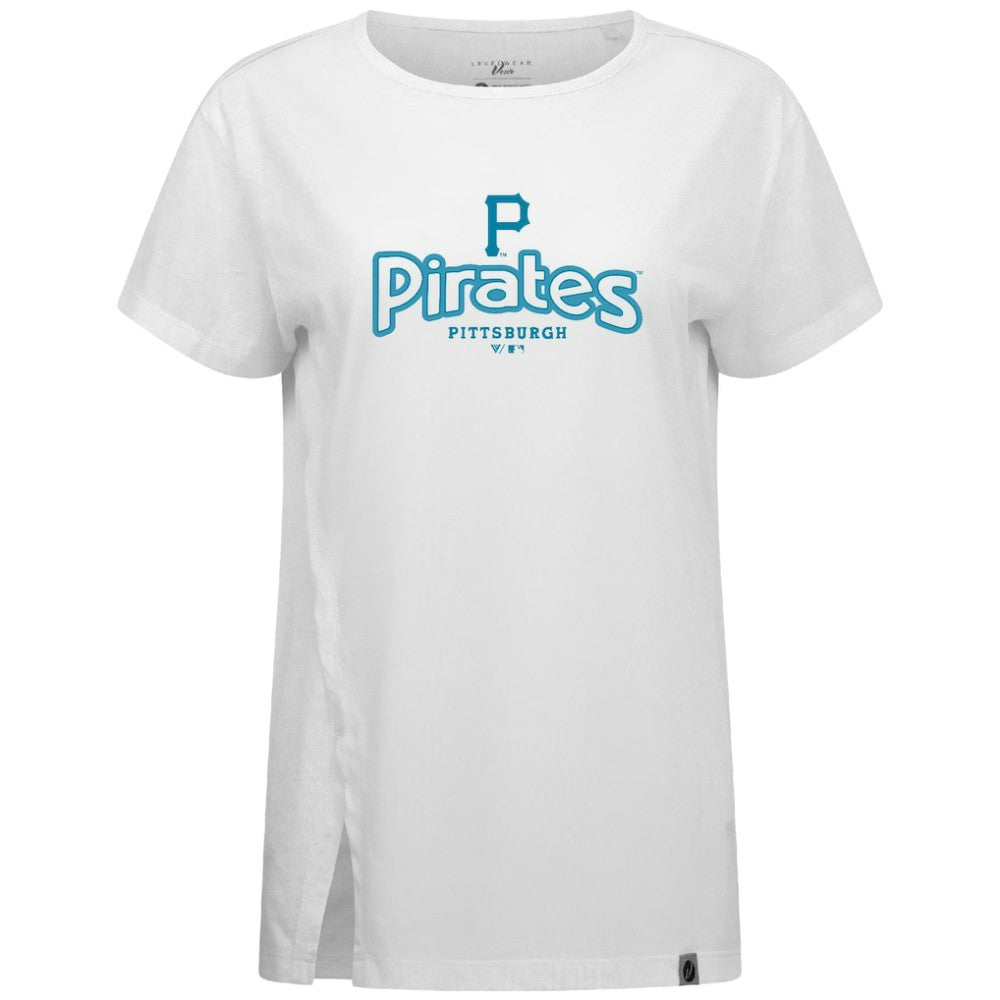 Pittsburgh Pirates Levelwear Women's Blue Haven Influx Cornerstone T-Shirt | MLB On Sale