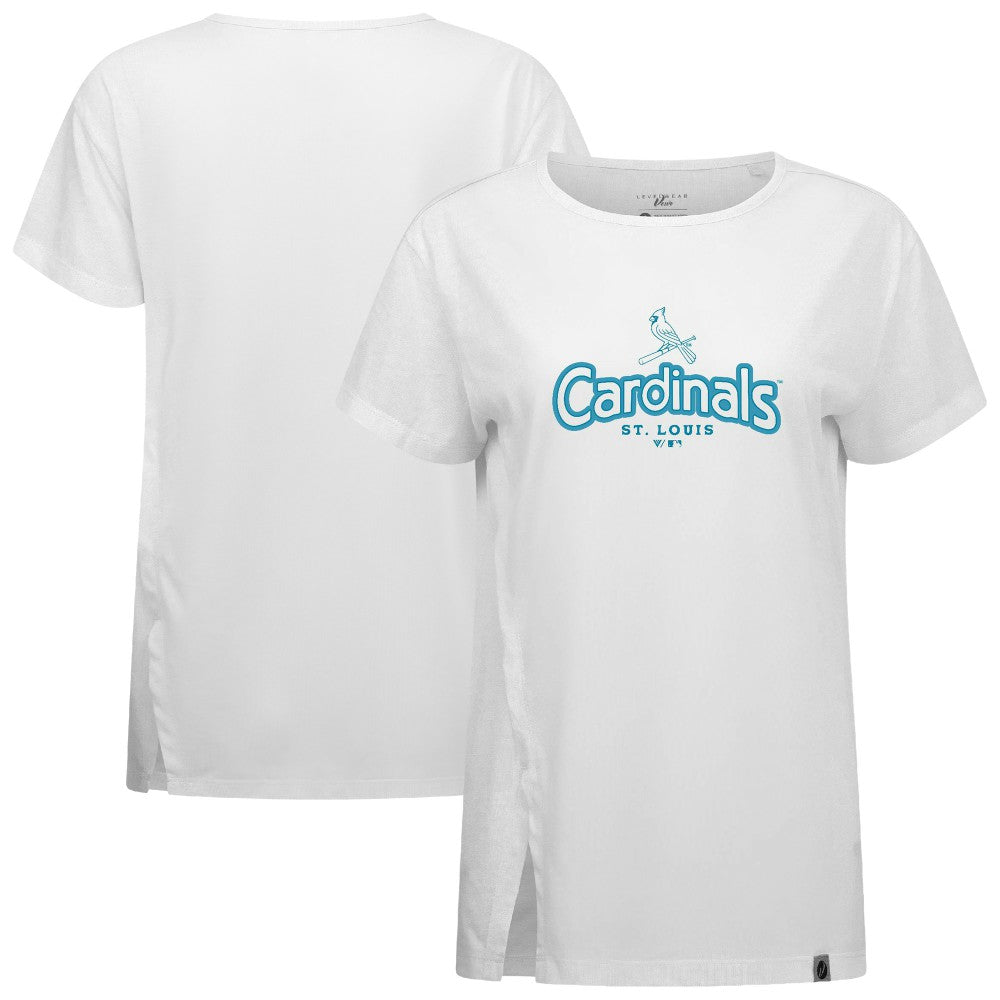 St. Louis Cardinals Levelwear Women's Blue Haven Influx Cornerstone T-Shirt | MLB Outlet