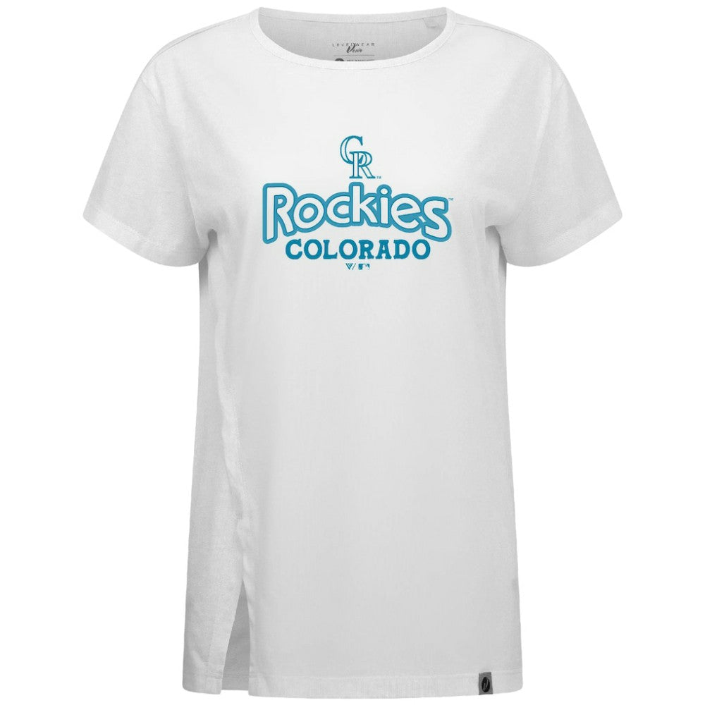 Colorado Rockies Levelwear Women's Blue Haven Influx Cornerstone T-Shirt | MLB New
