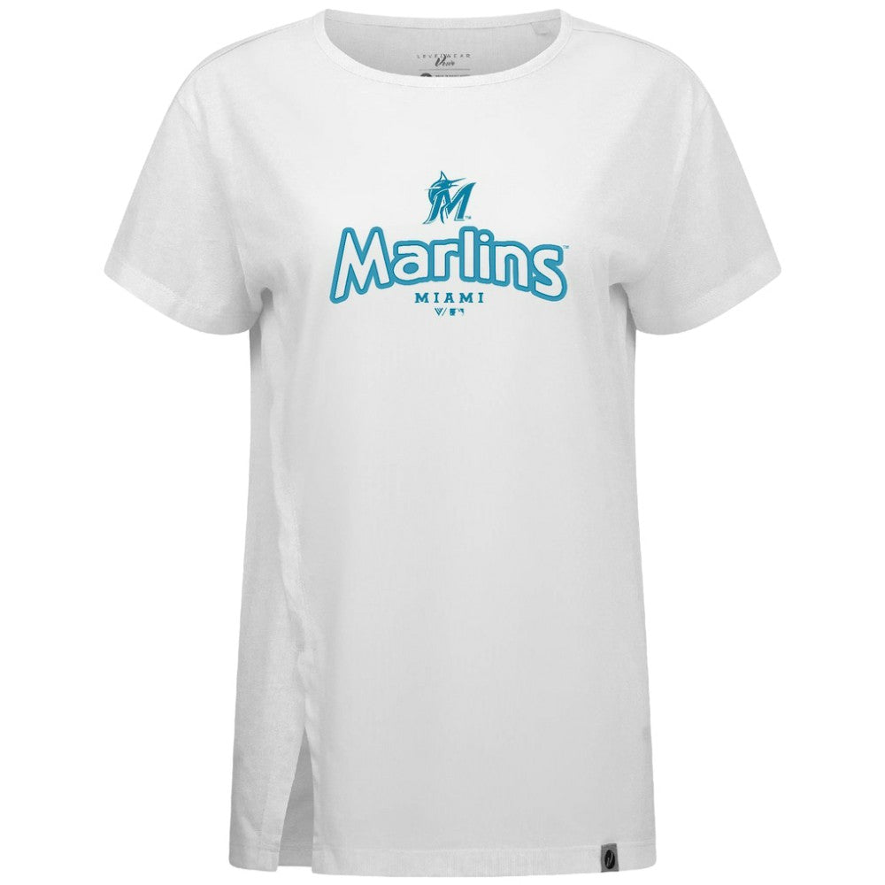 Miami Marlins Levelwear Women's Blue Haven Influx Cornerstone T-Shirt | MLB Online