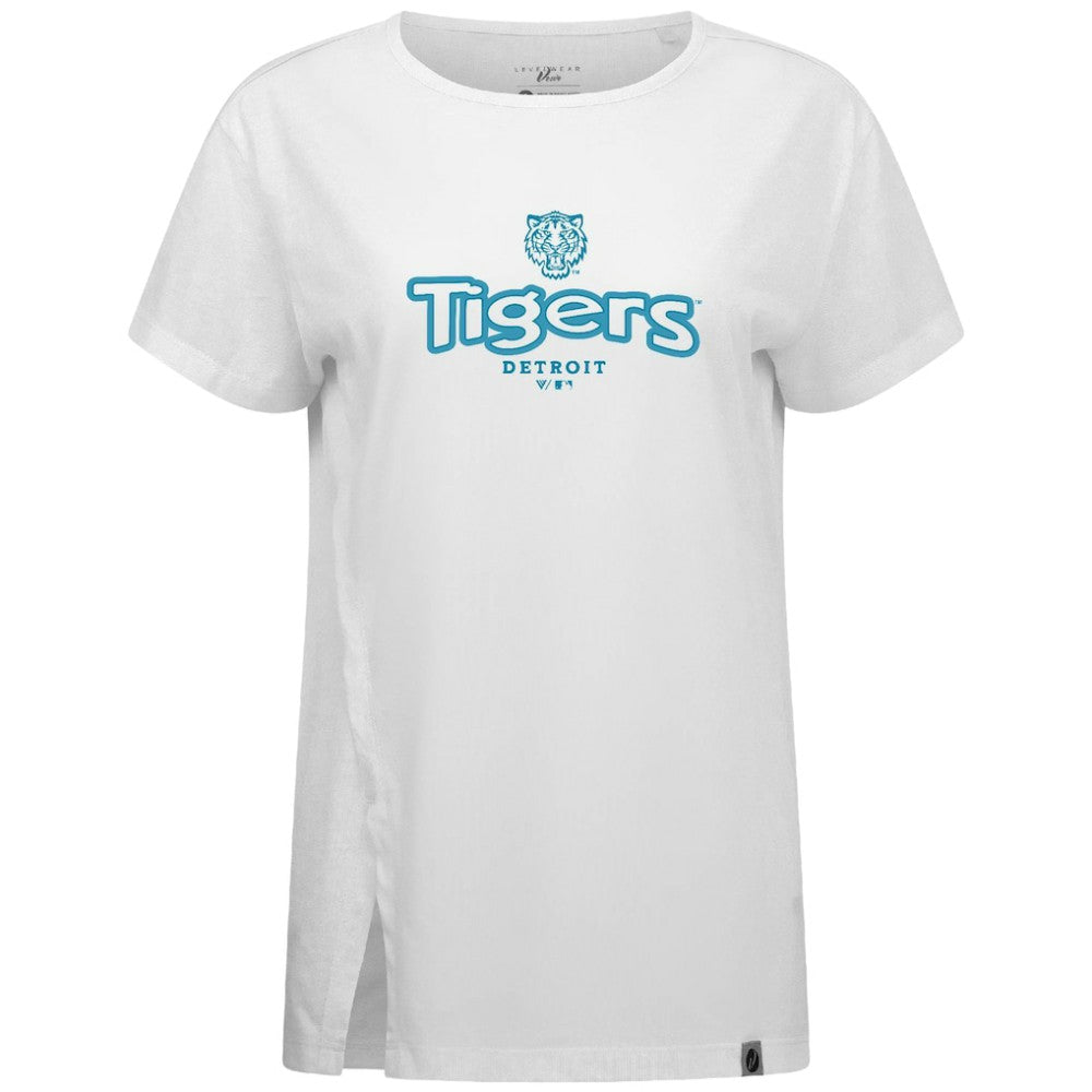Detroit Tigers Levelwear Women's Blue Haven Influx Cornerstone T-Shirt | MLB On Sale