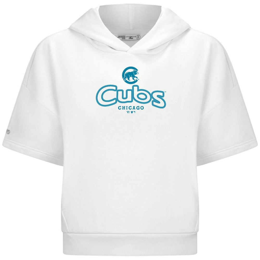 Chicago Cubs Levelwear Women's Amber Short Sleeve Cornerstone Hoodie | MLB New