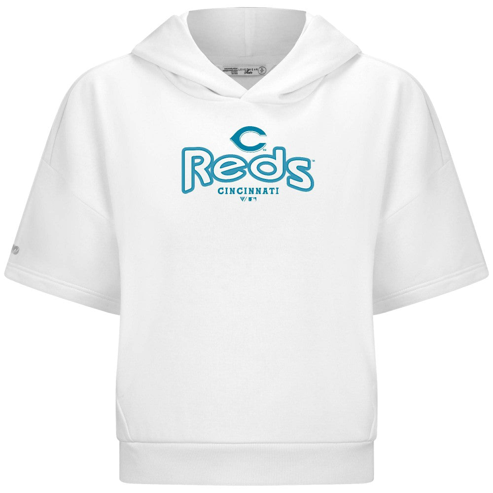 Cincinnati Reds Levelwear Women's Amber Short Sleeve Cornerstone Hoodie | MLB For sale