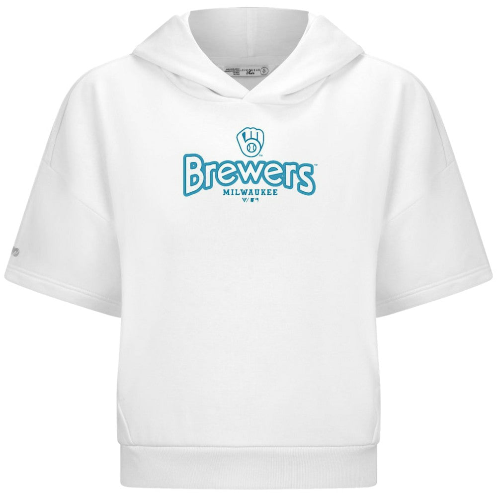 Milwaukee Brewers Levelwear Women's Amber Short Sleeve Cornerstone Hoodie | MLB Near me