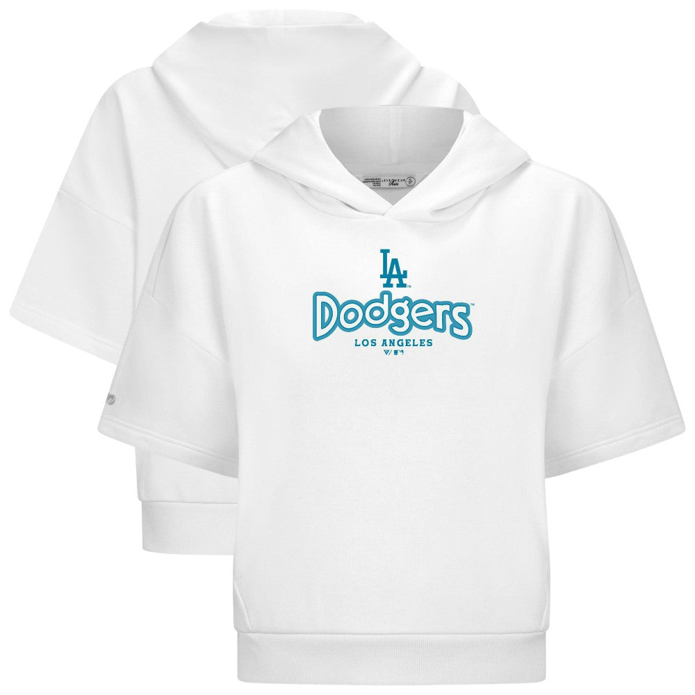 Los Angeles Dodgers Levelwear Women's Amber Short Sleeve Cornerstone Hoodie | MLB Sale