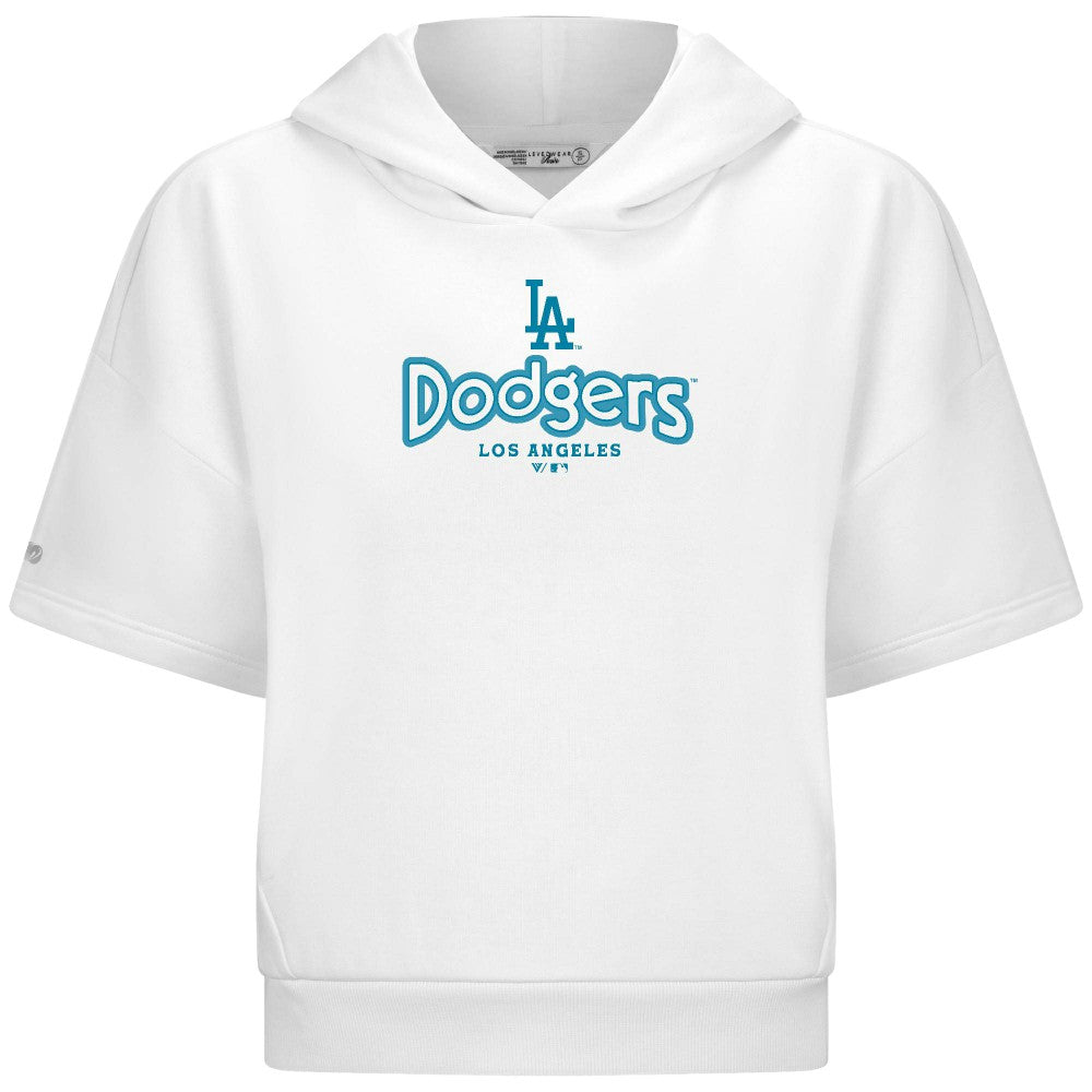 Los Angeles Dodgers Levelwear Women's Amber Short Sleeve Cornerstone Hoodie | MLB Sale