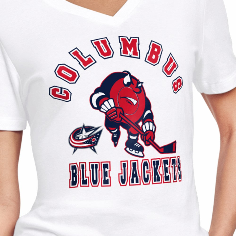 Columbus Blue Jackets Starter Women's Tough Puck T-Shirt On Sale