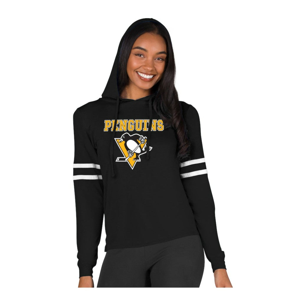 Pittsburgh Penguins Concepts Sport Women's Marathon Long-Sleeve Hooded T-Shirt For Sale