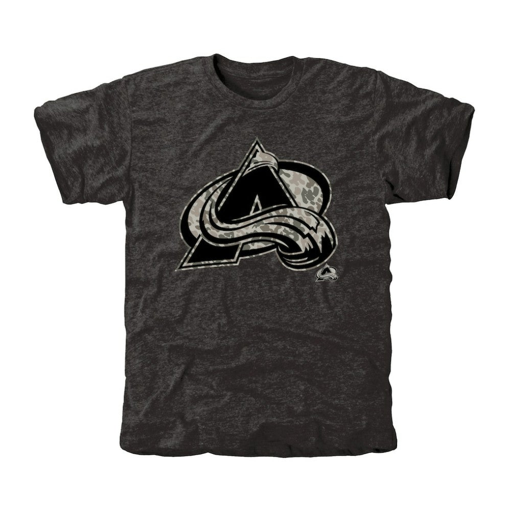 Men's Colorado Avalanche Black Rink Warrior Tri-Blend T-Shirt On Sale