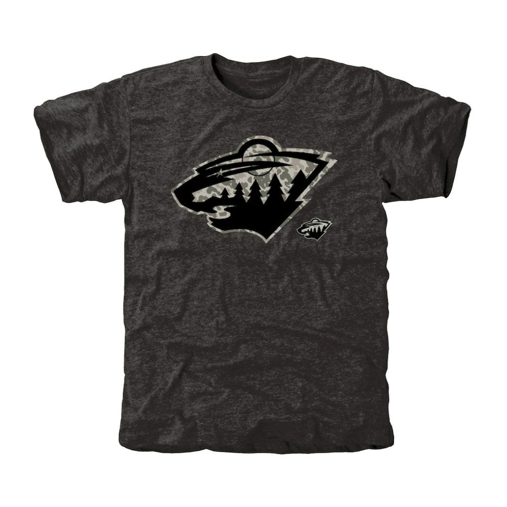 Men's Minnesota Wild Black Rink Warrior Tri-Blend T-Shirt On Sale