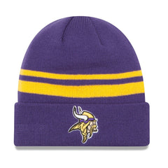 Minnesota Vikings New Era Team Stripe Cuffed Knit Hat