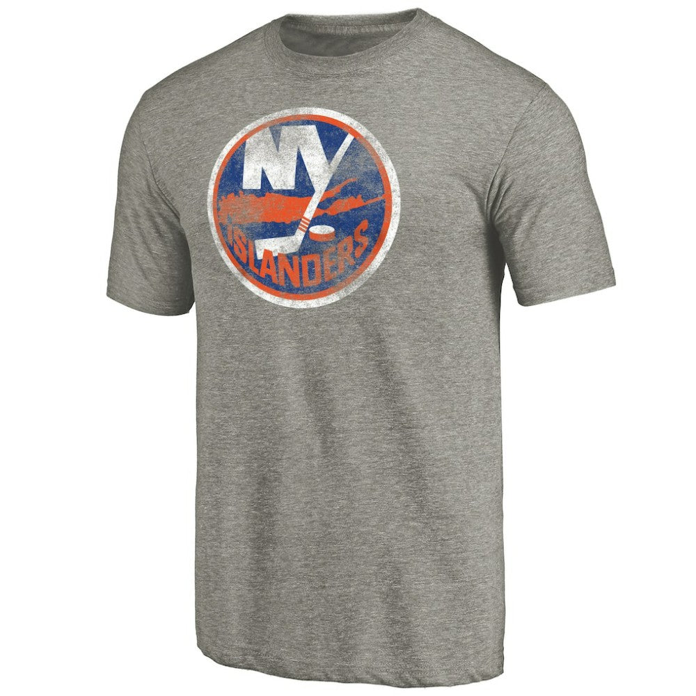 New York Islanders Distressed Team Logo Tri-Blend T-Shirt For Sale