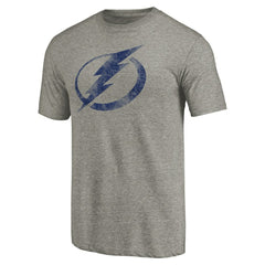 Tampa Bay Lightning Distressed Team Logo Tri-Blend T-Shirt On Sale