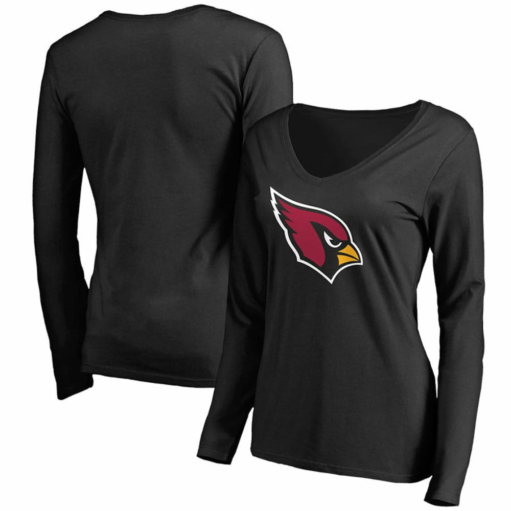 Arizona Cardinals  Women's Primary Team Logo V-Neck Long Sleeve T-Shirt