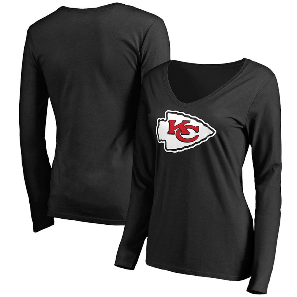 Kansas City Chiefs  Women's Primary Team Logo V-Neck Long Sleeve T-Shirt