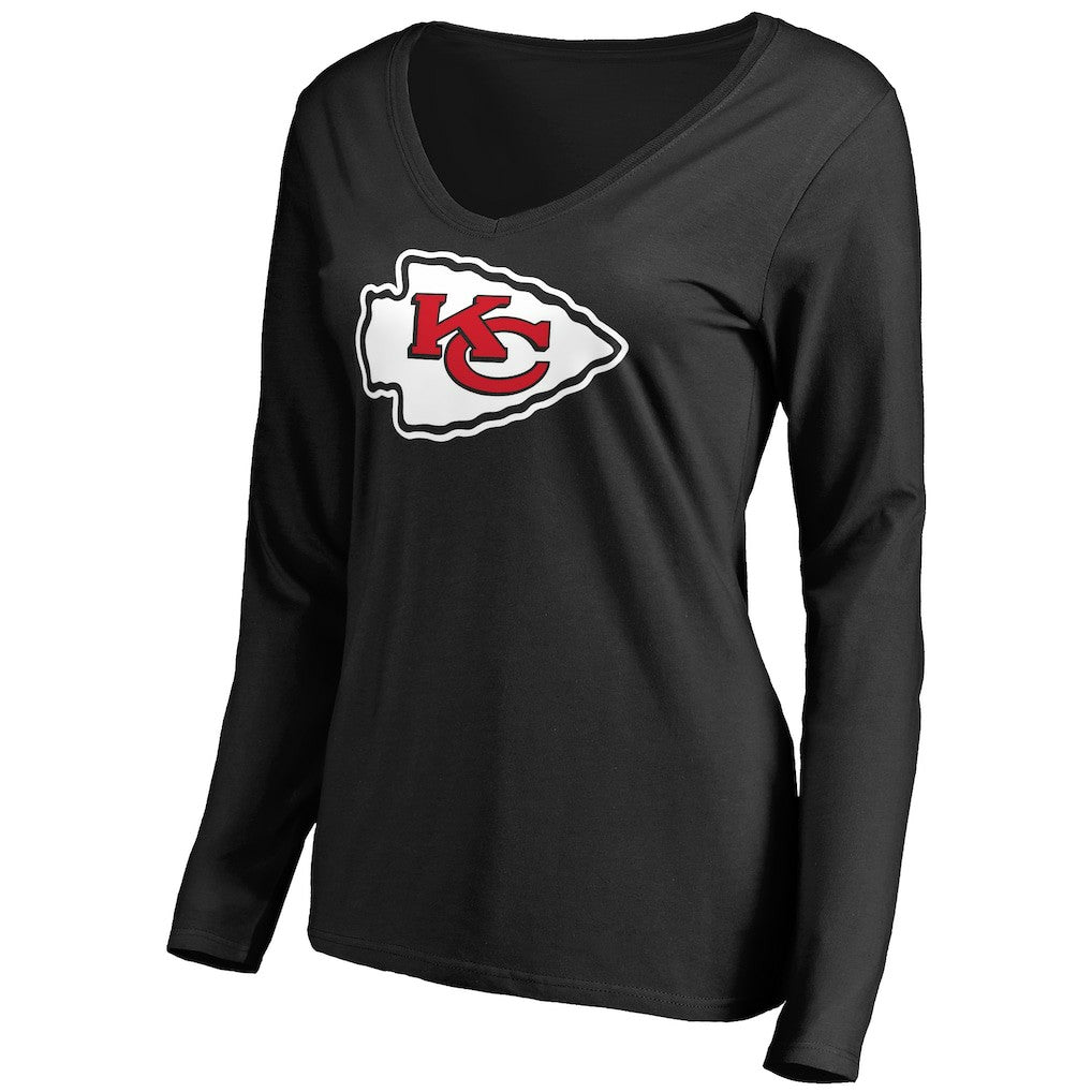 Kansas City Chiefs  Women's Primary Team Logo V-Neck Long Sleeve T-Shirt