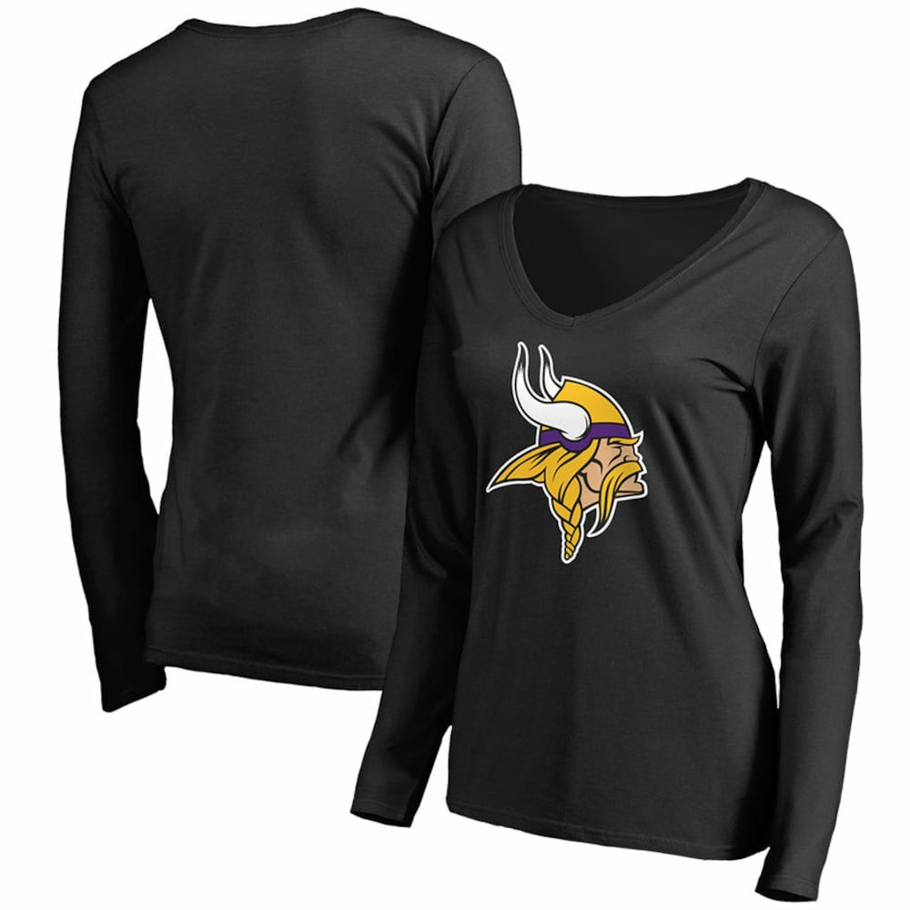Minnesota Vikings  Women's Primary Team Logo V-Neck Long Sleeve T-Shirt