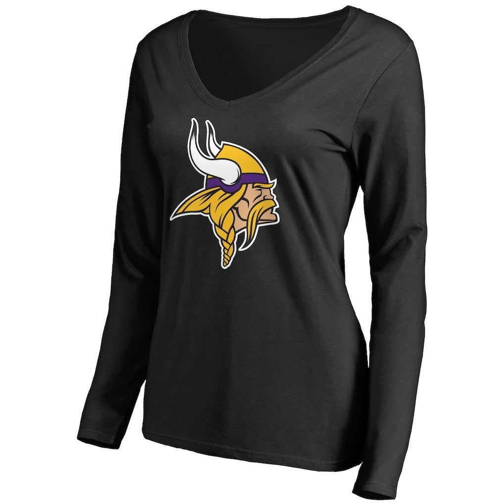Minnesota Vikings  Women's Primary Team Logo V-Neck Long Sleeve T-Shirt