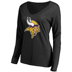 Minnesota Vikings  Women's Primary Team Logo V-Neck Long Sleeve T-Shirt