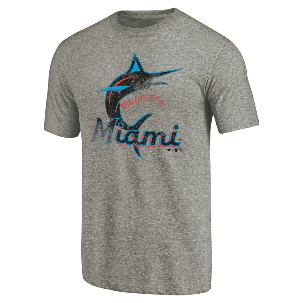 Miami Marlins Distressed Team Tri-Blend T-Shirt | MLB US