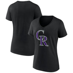 Colorado Rockies Women's Team Color Primary Logo V-Neck T-Shirt | MLB Online