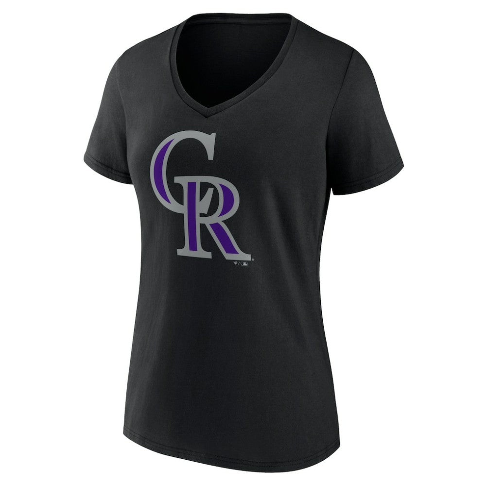 Colorado Rockies Women's Team Color Primary Logo V-Neck T-Shirt | MLB Online