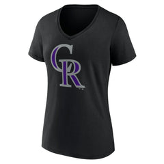 Colorado Rockies Women's Team Color Primary Logo V-Neck T-Shirt | MLB Online