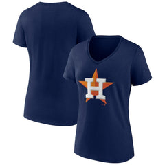 Houston Astros Women's Team Color Primary Logo V-Neck T-Shirt | MLB New