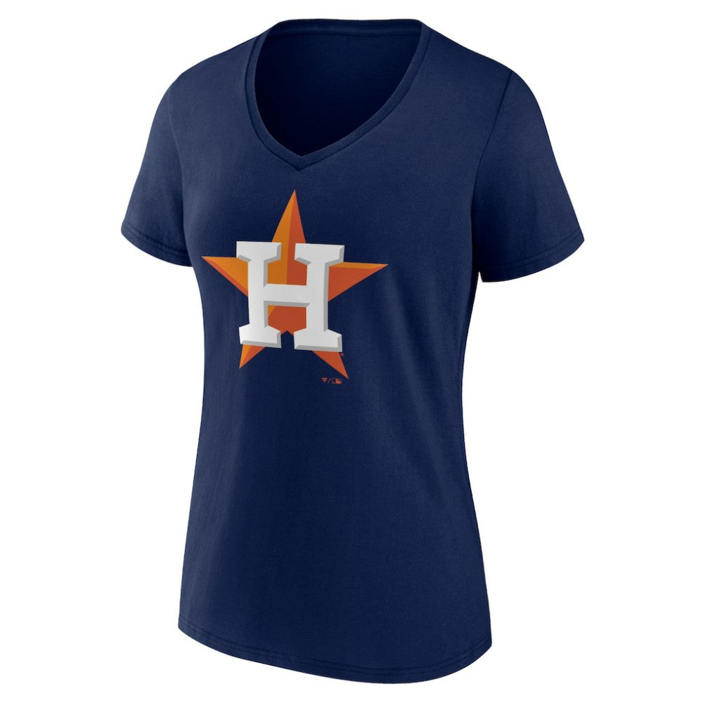 Houston Astros Women's Team Color Primary Logo V-Neck T-Shirt | MLB New