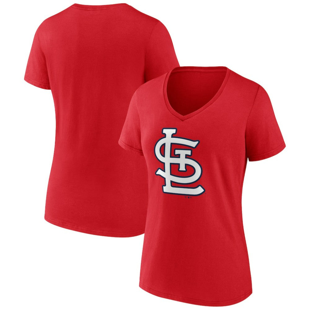 St. Louis Cardinals Women's Team Color Primary Logo V-Neck T-Shirt | MLB US
