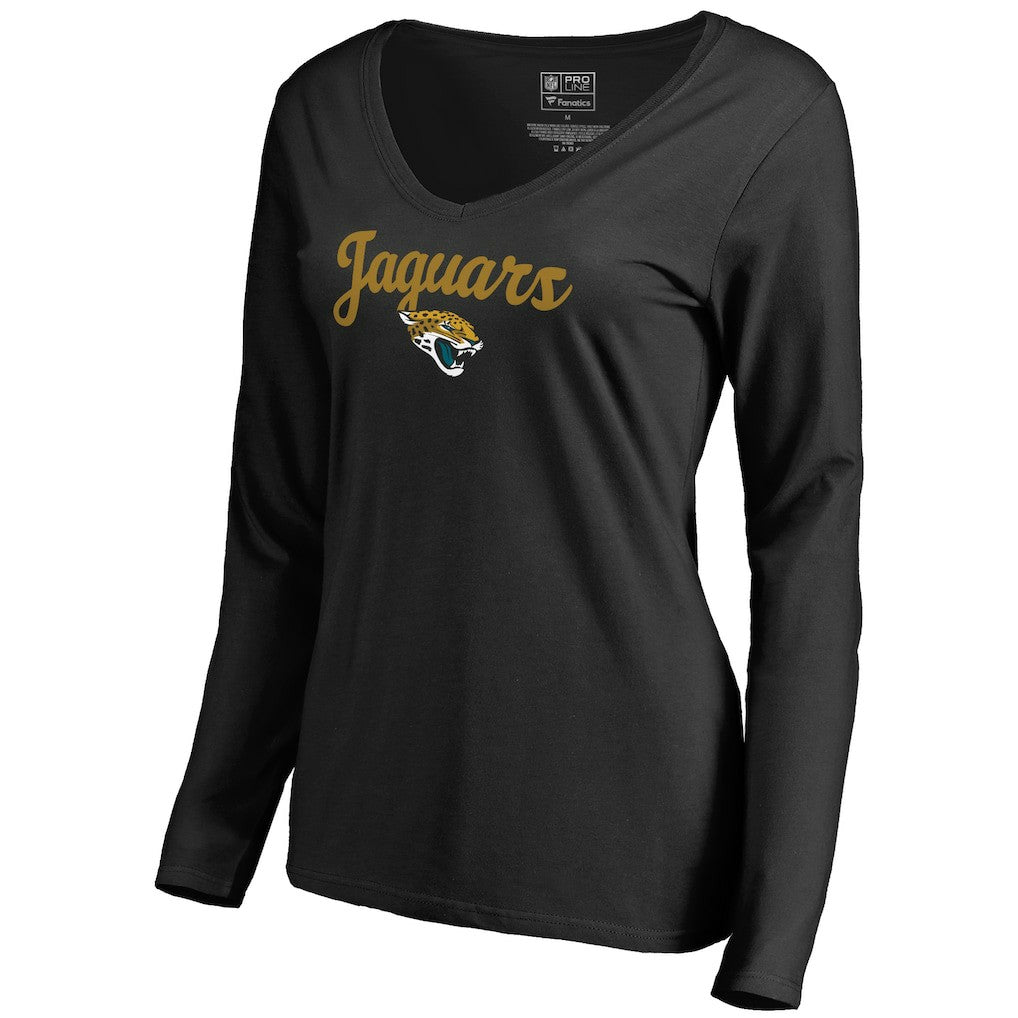 Jacksonville Jaguars  Women's Freehand V-Neck Long Sleeve T-Shirt
