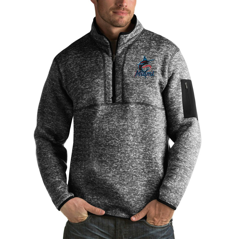 Miami Marlins Antigua Fortune Half-Zip Sweater | MLB Outlet