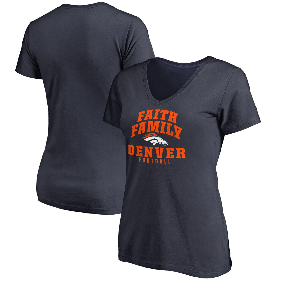 Denver Broncos  Women's Faith Family V-Neck T-Shirt