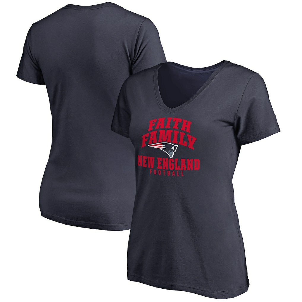 New England Patriots  Women's Faith Family V-Neck T-Shirt
