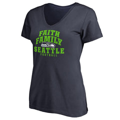 Seattle Seahawks  Women's Faith Family V-Neck T-Shirt