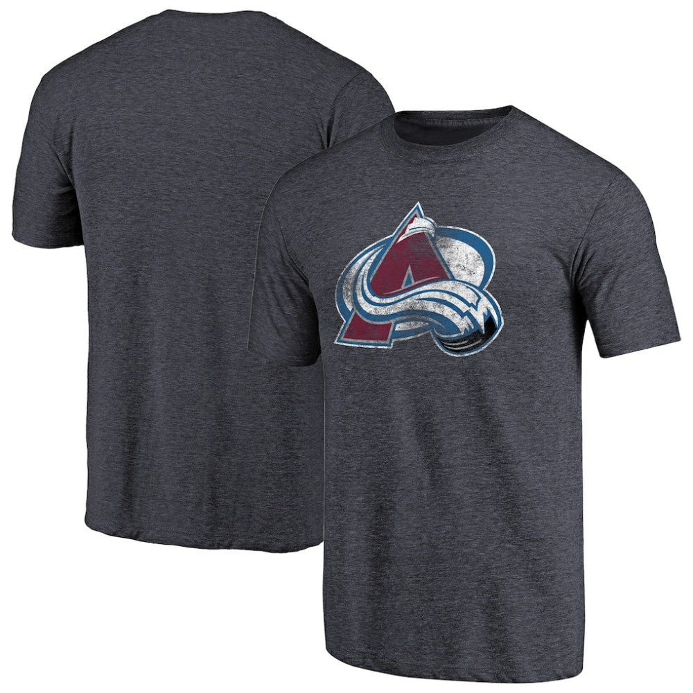 Colorado Avalanche Distressed Team Primary Logo Tri-Blend T-Shirt For Sale