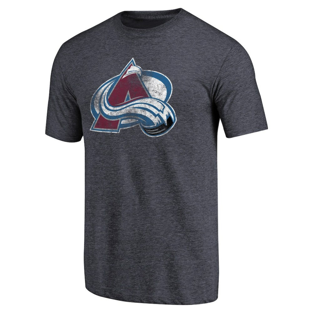 Colorado Avalanche Distressed Team Primary Logo Tri-Blend T-Shirt For Sale