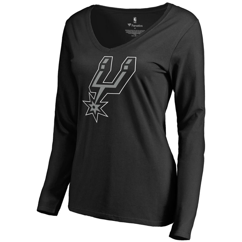 San Antonio Spurs Women's Primary Logo V-Neck Long Sleeve T-Shirt On Sale